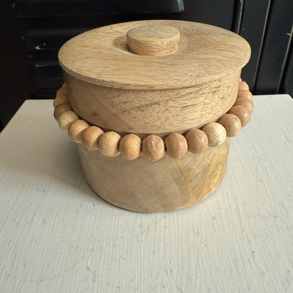 Rustic Beaded Wooden Accent Box